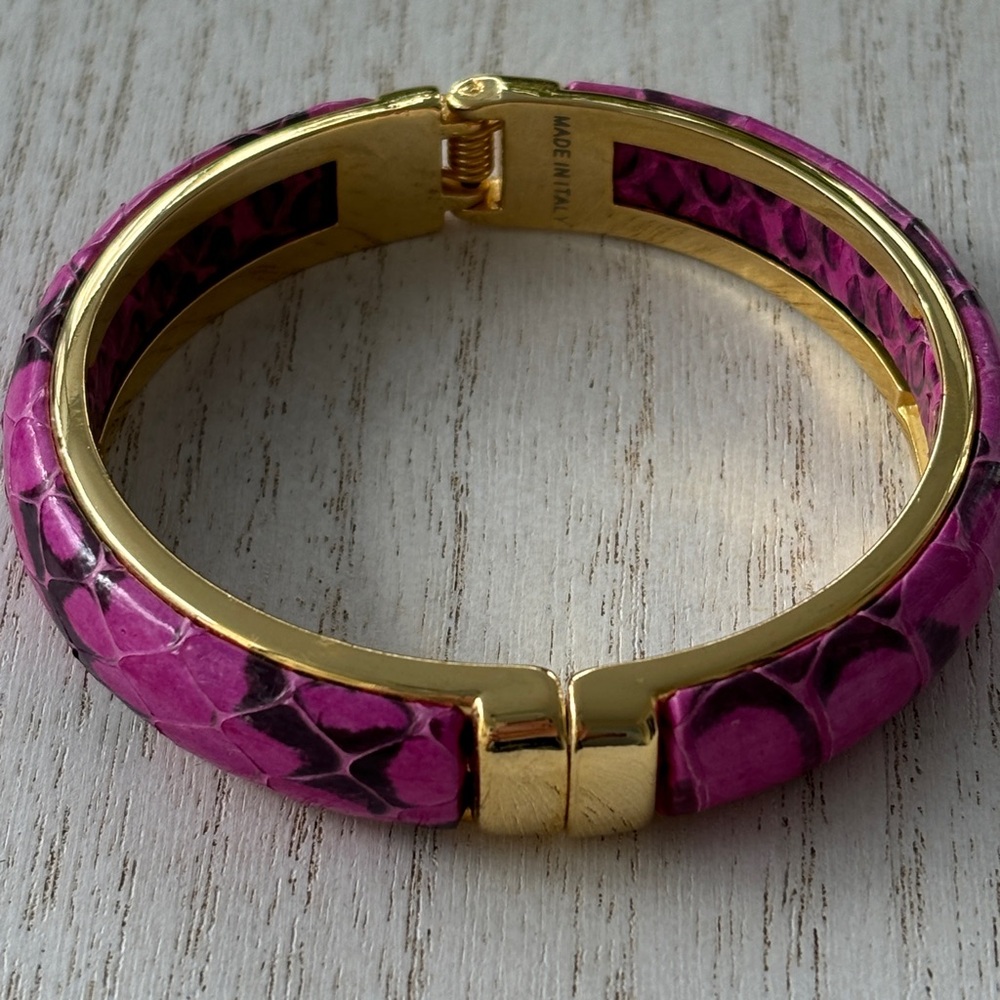 CLEARANCE: Pink and Gold Crocodile Bracelet, Made in Italy